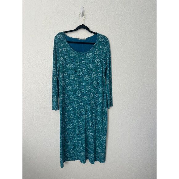 Peruvian Connection Blue Floral Long Sleeve Maxi Dress Size Large - Picture 1 of 7